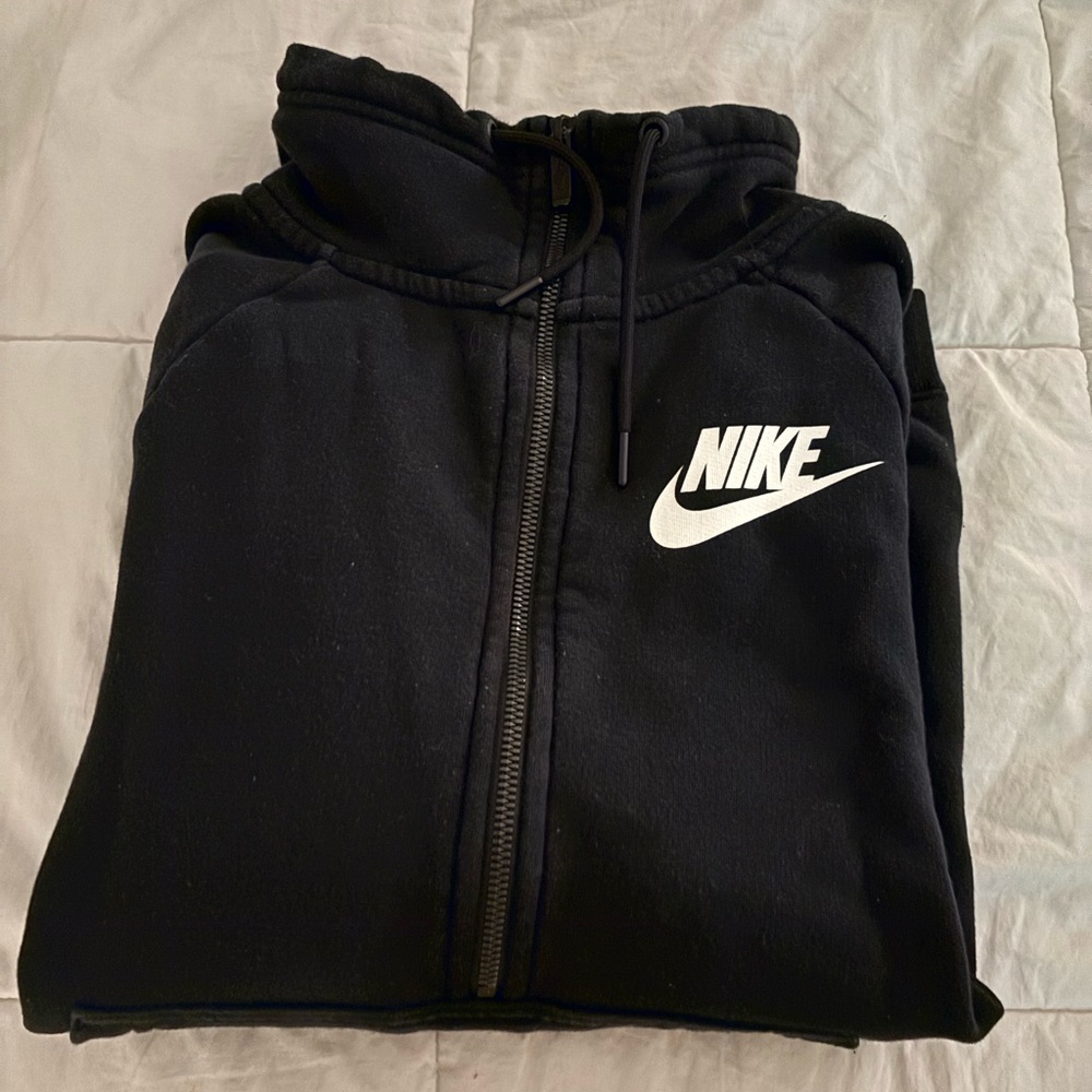 Nike Black and White Quarter-Zip Hoodie